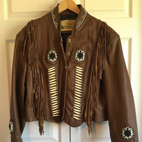 Sunriders Western Wear Jackets & Blazers - Sunriders leather fringe beaded jacket southwest tribal XXL vintage